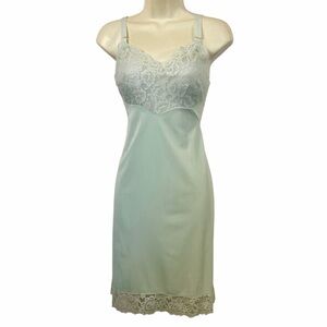Vintage Light Blue and Lace Slip Dress by Baronet